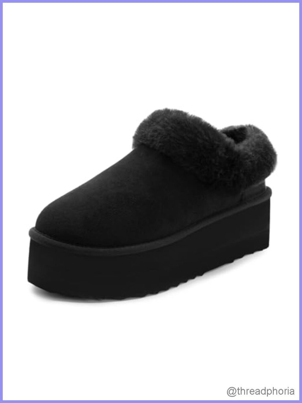 Faux Wool Suede Platform Slippers Cozy Warm Slip-On House Indoor Outdoor